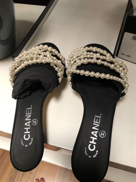 pearl chanel slides|chanel strap sandals.